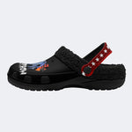 Horror Movie Vintage Graphic Print - Fur Lined Slippers/Sandals