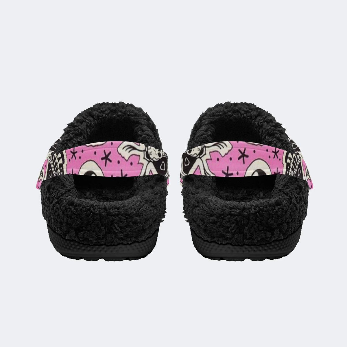 Pink Moth Skull - Fur Lined Slippers/Sandals