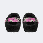 Pink Moth Skull - Fur Lined Slippers/Sandals