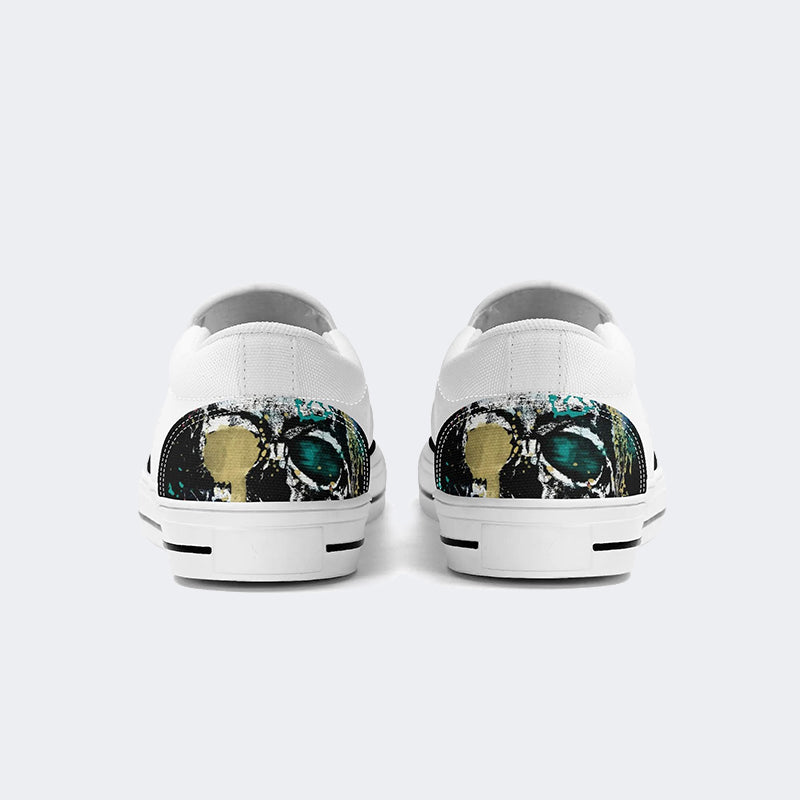 Unisex Skull Graphic Print - Slip On Shoes