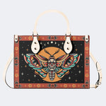 Old School Death Moth Vintage Print - Leather Handbag