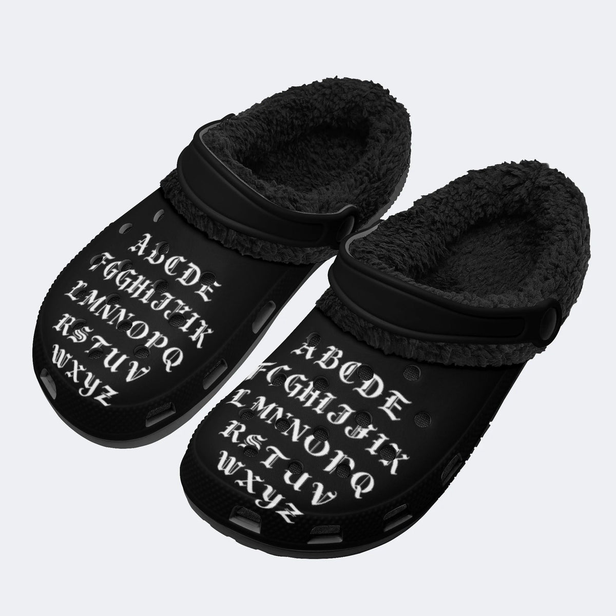 Gothic Alphabet - Fur Lined Slippers/Sandals