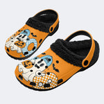 Cool Ghost Pumpkin Bat - Fur Lined Slippers/Sandals