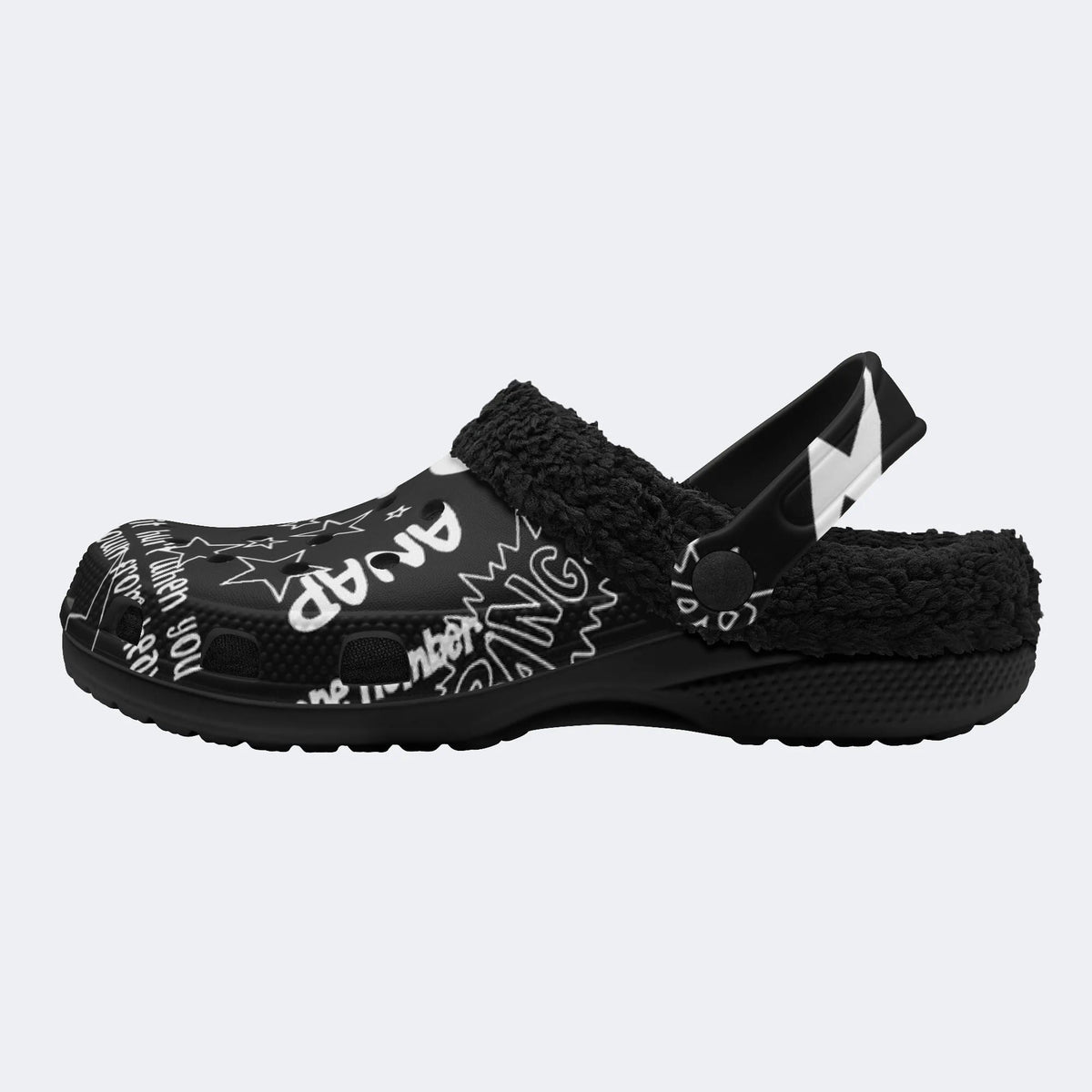 Rock Star Graffiti - Fur Lined Slippers/Sandals