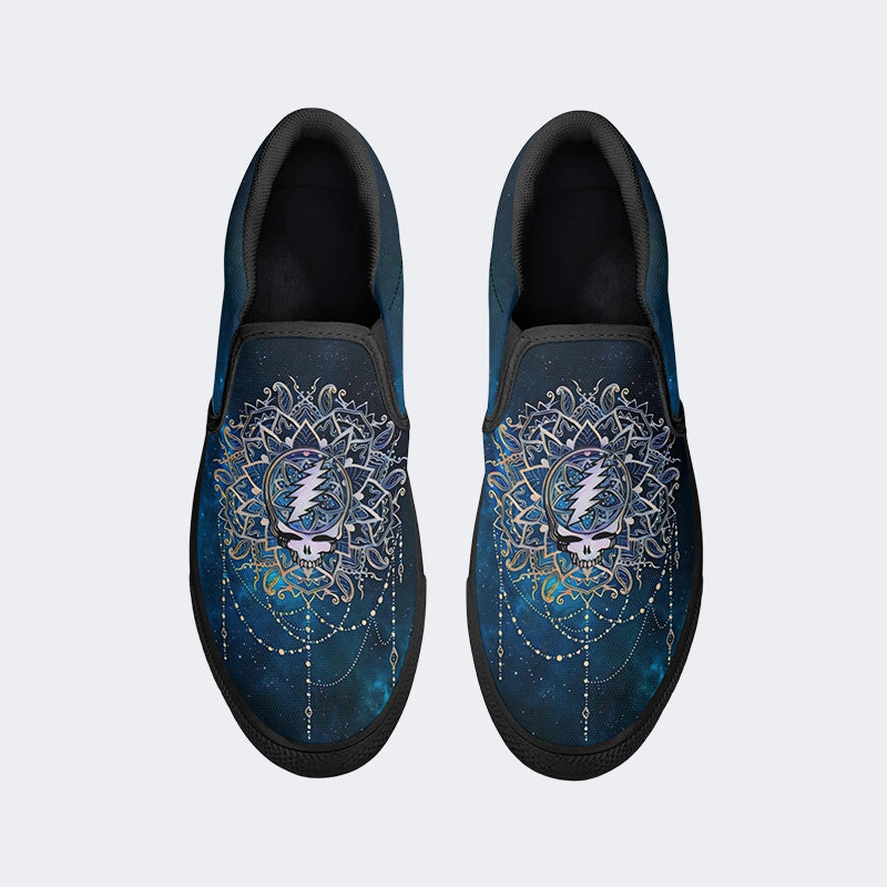 Unisex Skull Print - Slip On Shoes