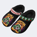 Horror Zombie Santa Claus Print - Fur Lined Slippers/Sandals