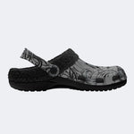 Gothic Floral Bat Print - Fur Lined Slippers/Sandals