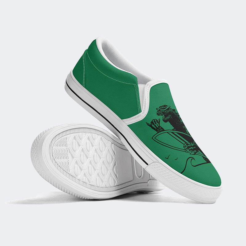 Dinosaur Surfing Vintage Unisex - Slip On Shoes