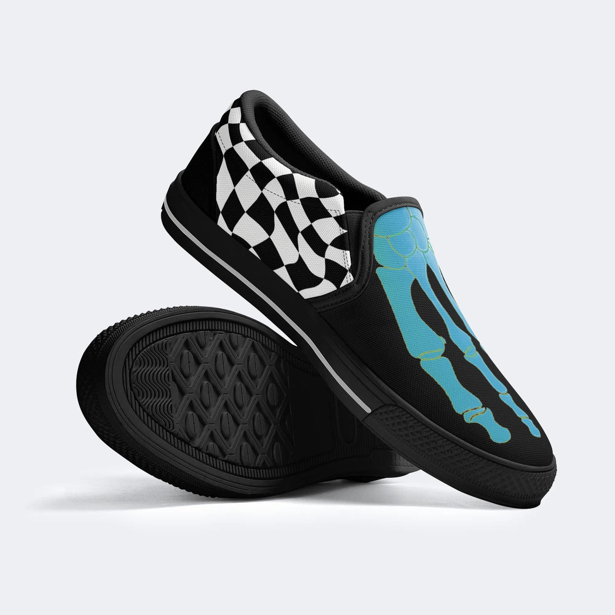 Blue Gradient Skeleton Toes Skull - Slip On Shoes