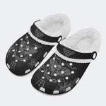Death Moth Vintage Print - Fur Lined Slippers/Sandals