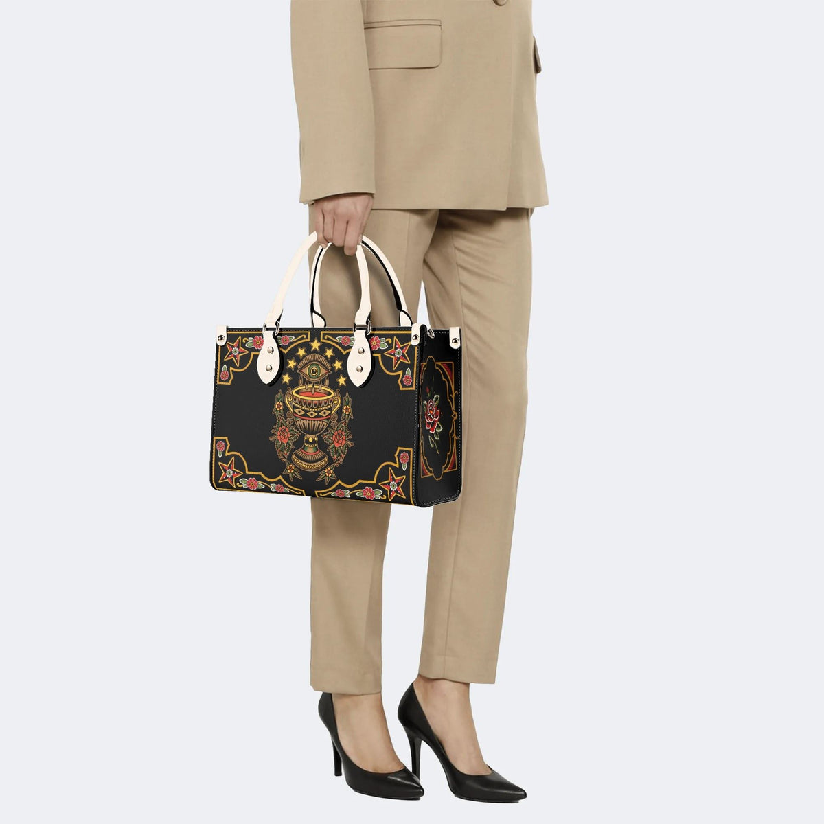 Old School Devil's Eye Print - Leather Handbag