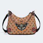 Vintage Death Moth Print - Leather Crossbody Bag