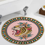 Flower Tiger Art Print - Floor Mat