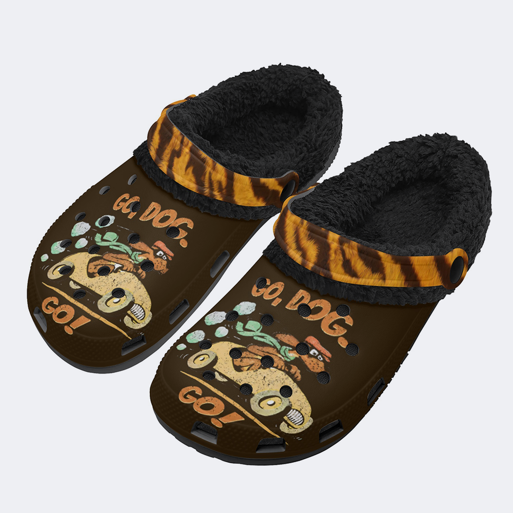 Go Dog Go Print - Fur Lined Slippers/Sandals