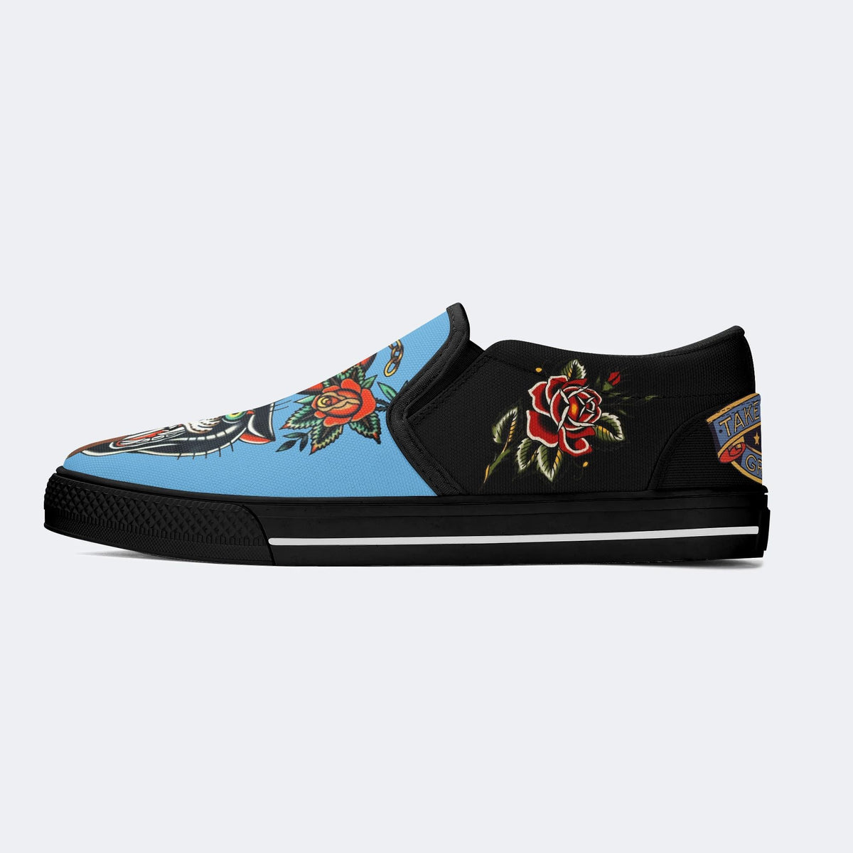 Black Panther And Sword Print - Slip On Shoes