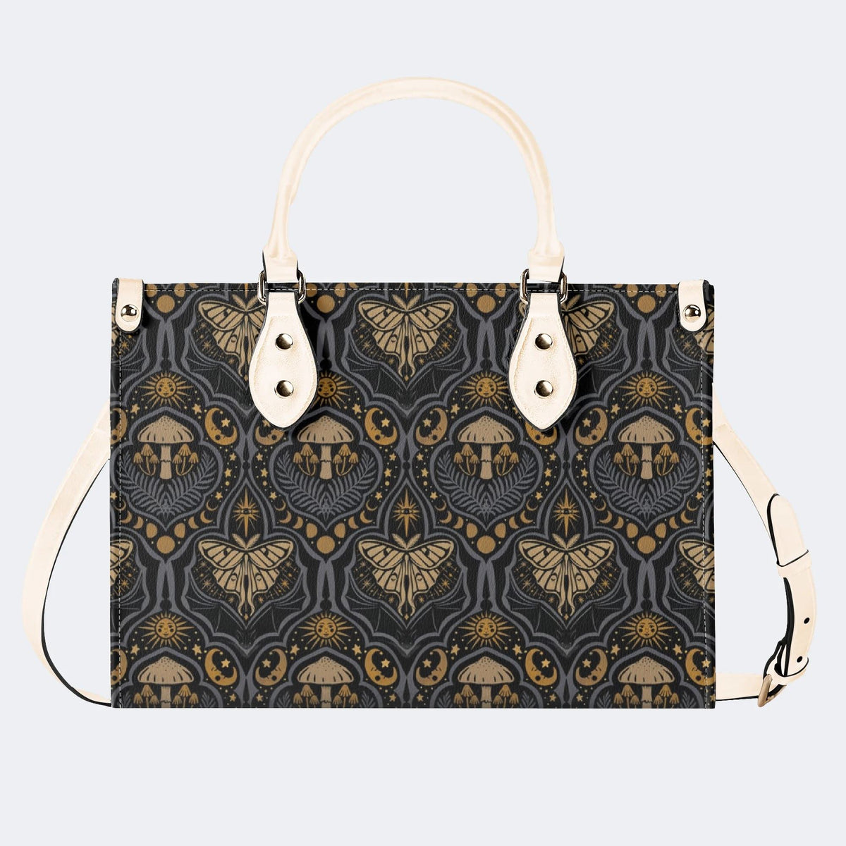 Starry Sky And Moth Print - Leather Handbag