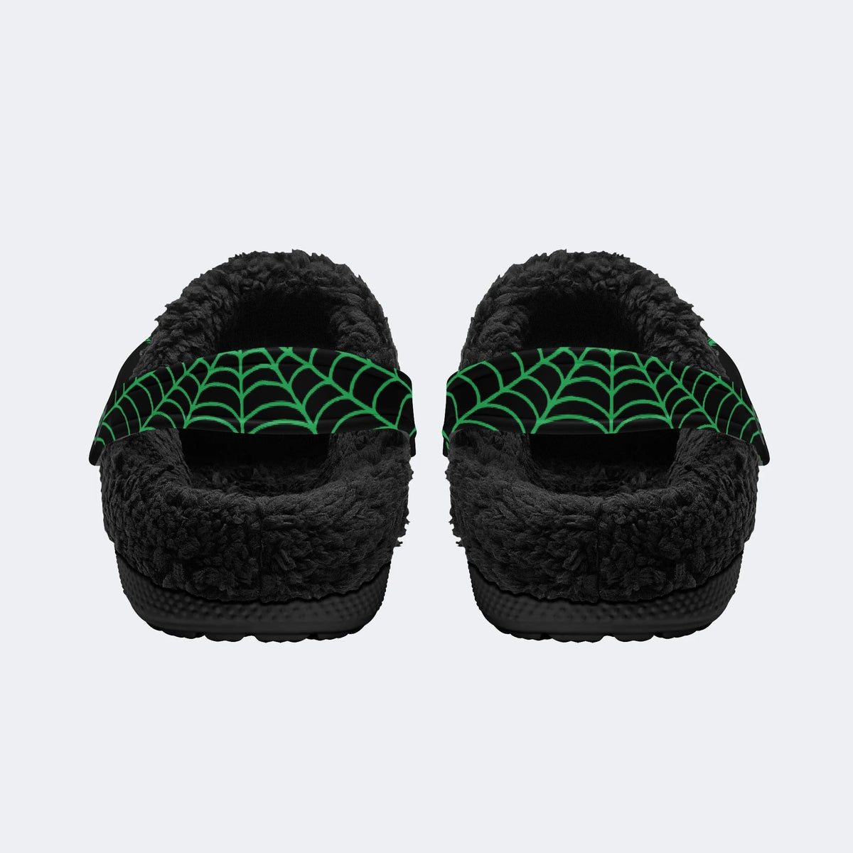 Gothic Neon Spider Print - Fur Lined Slippers/Sandals