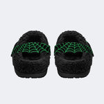 Gothic Neon Spider Print - Fur Lined Slippers/Sandals