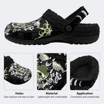 Horror Skull Skeleton Print - Fur Lined Slippers/Sandals