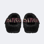 Gothic Skull Burgundy Rose Thorn Bat - Fur Lined Slippers/Sandals