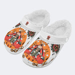 Traditional Death Moth Print - Removable Fur Lined Slippers/Sandals