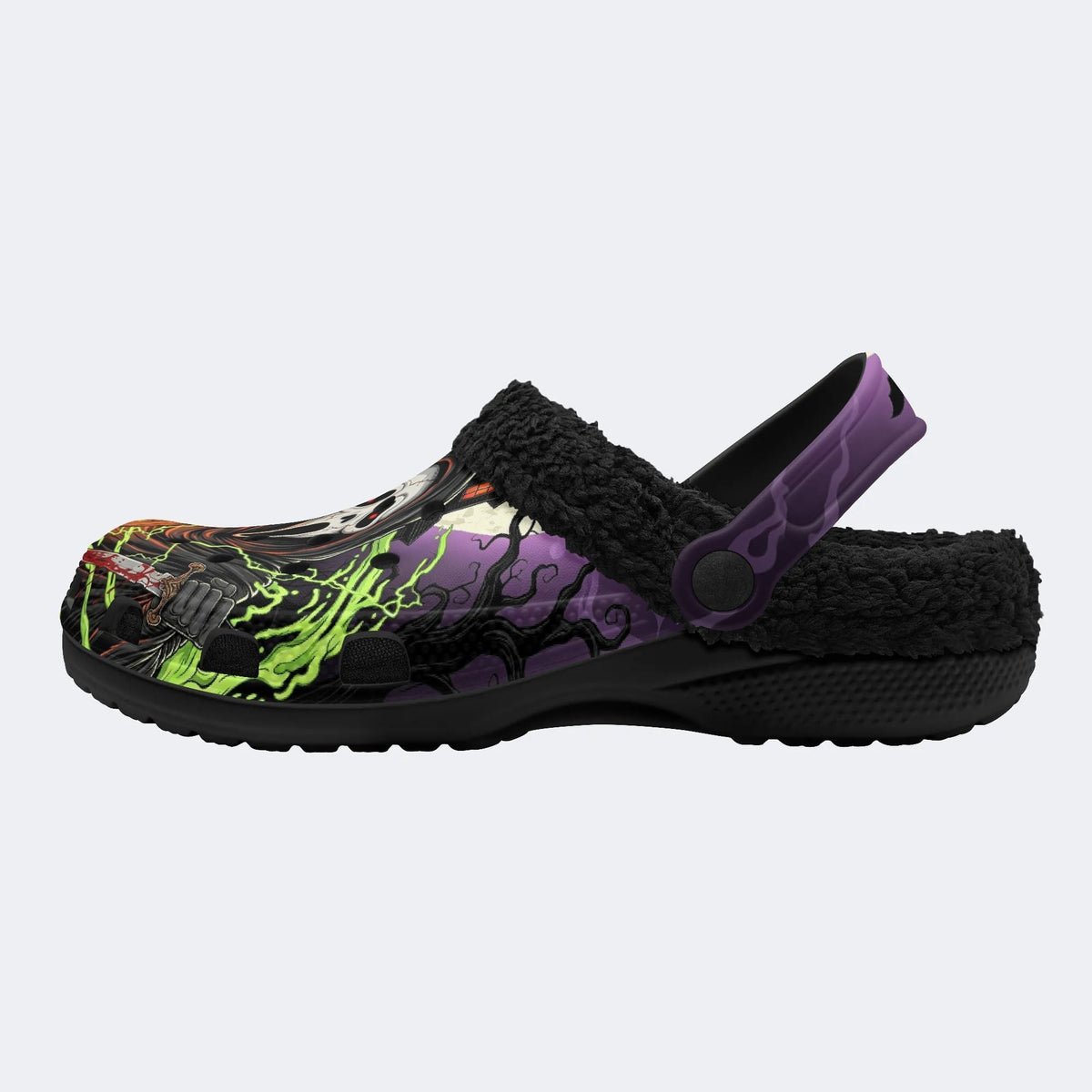 Lightning Scream Ghost‑ Fur Lined Slippers/Sandals
