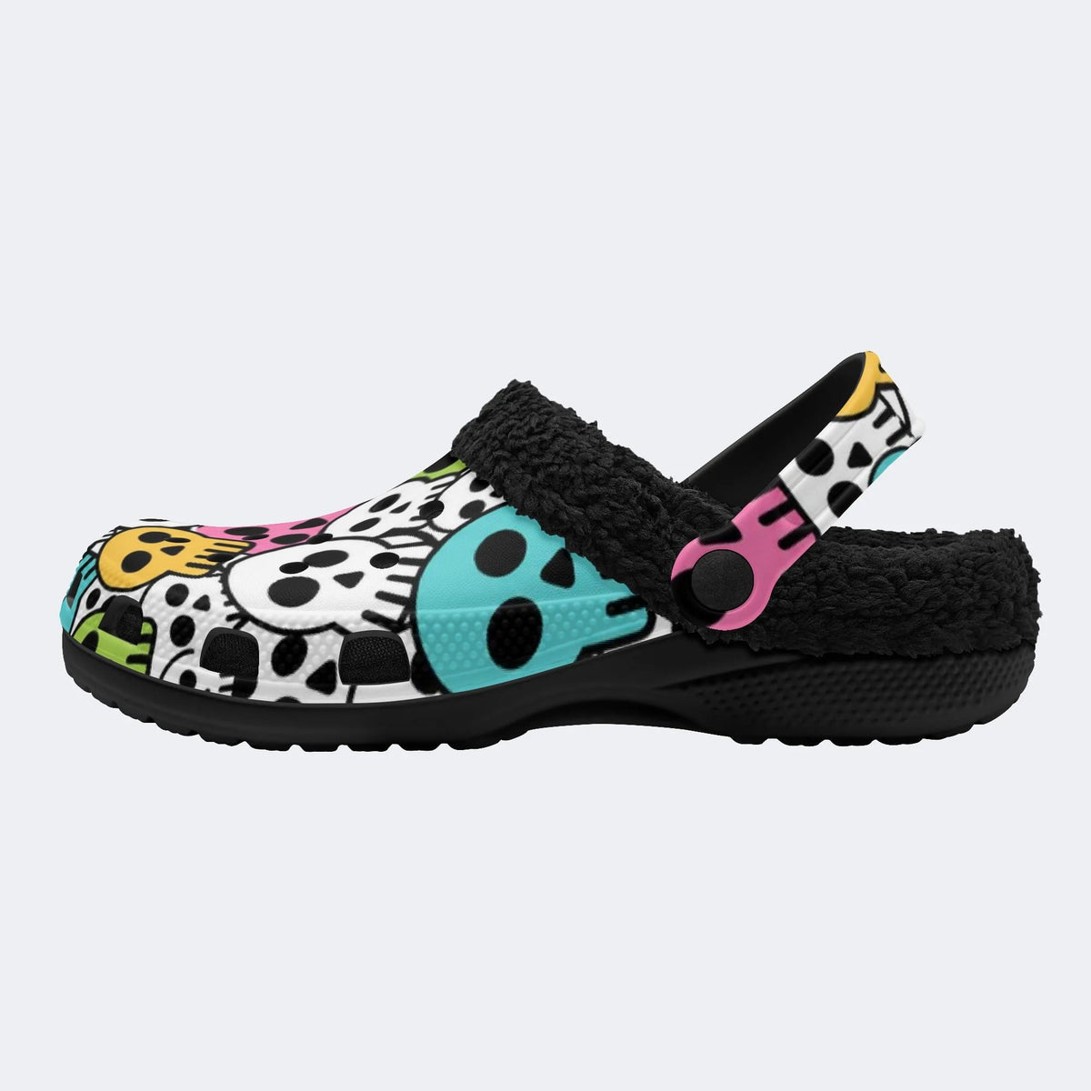 Pop Art Skull Pattern - Fur Lined Slippers/Sandals