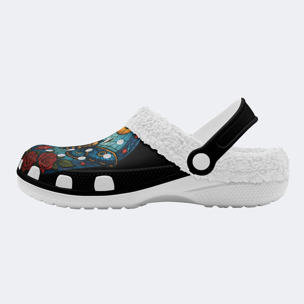 Death Moth Print - Fur Lined Slippers/Sandals