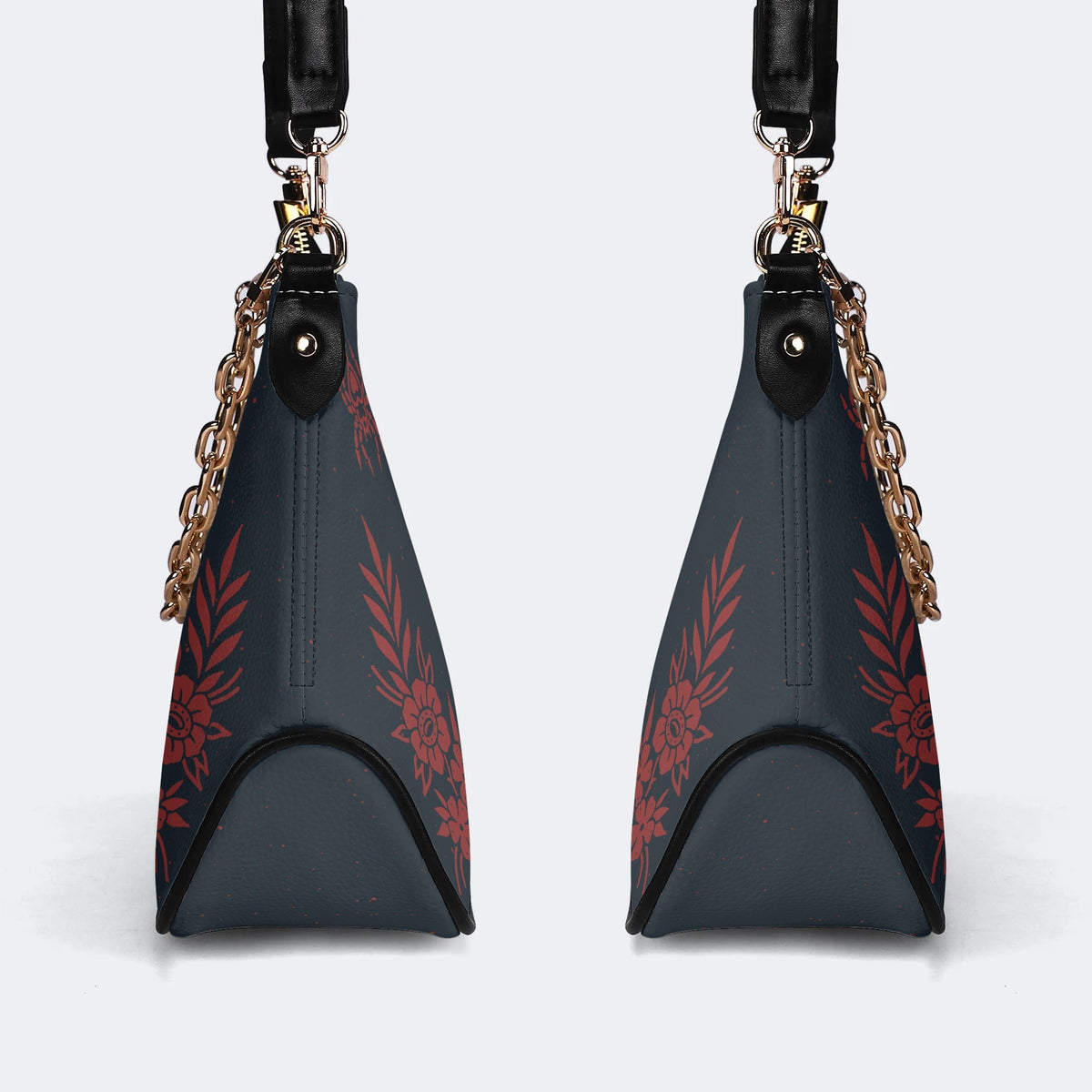 Classic Red Death Moth Vintage Print - Leather Crossbody Bag