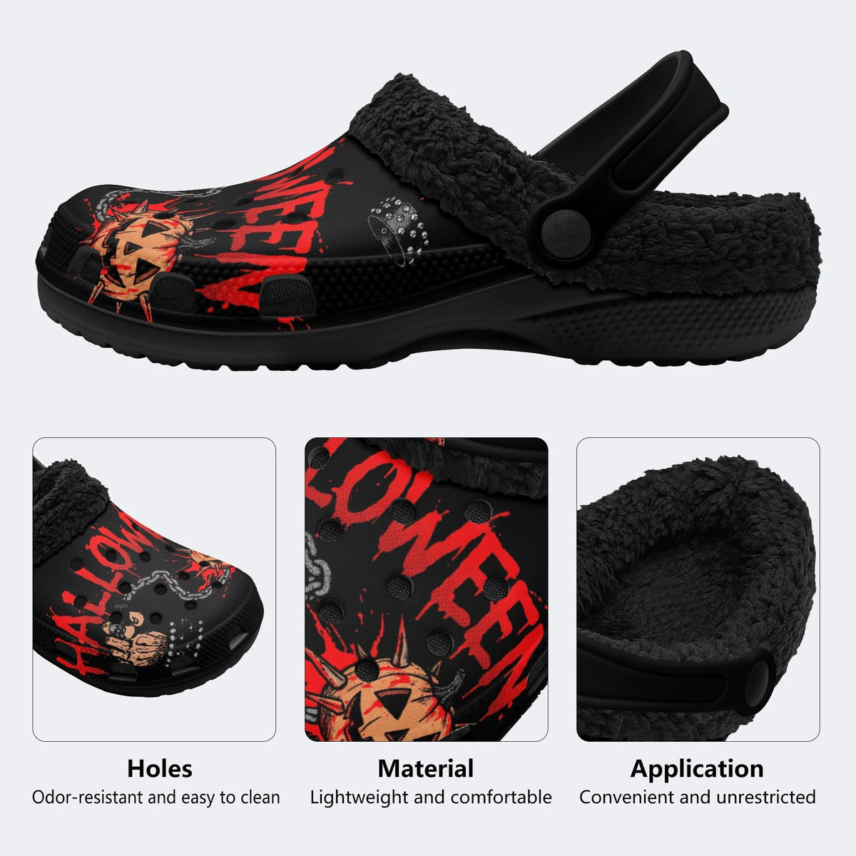 Gothic Spike Pumpkin Chain - Fur Lined Slippers/Sandals