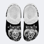 Art Skull Goat Print - Fur Lined Slippers