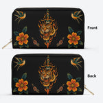 Old School Flame Tiger Print - Leather Wallet