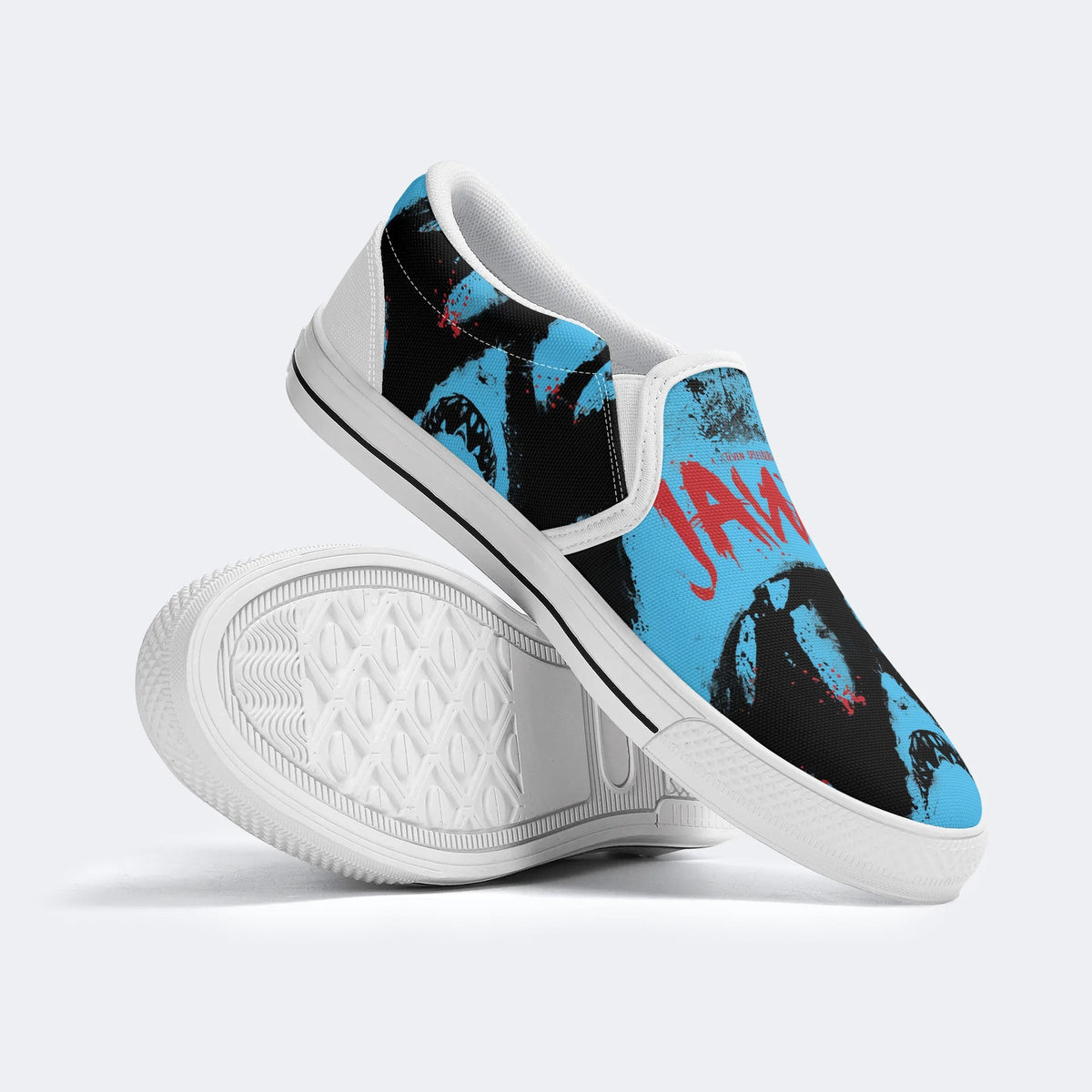 Blue Shark Vintage Print - Slip On Shoes