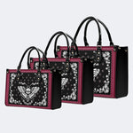 White Death Moth Print - Leather Handbag