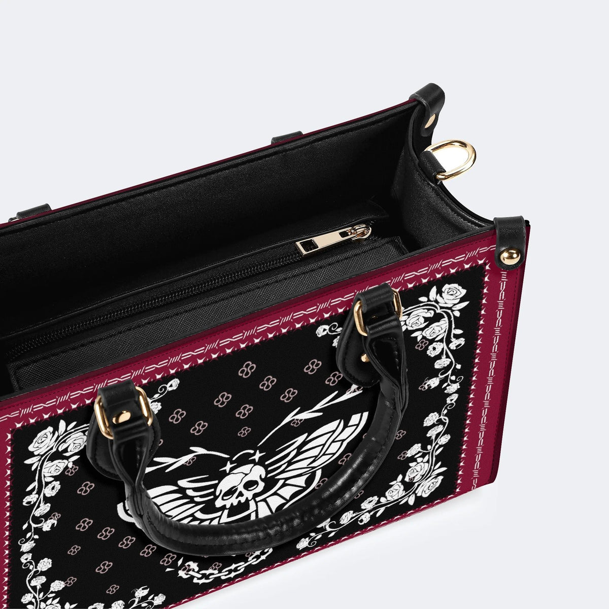 White Death Moth Print - Leather Handbag