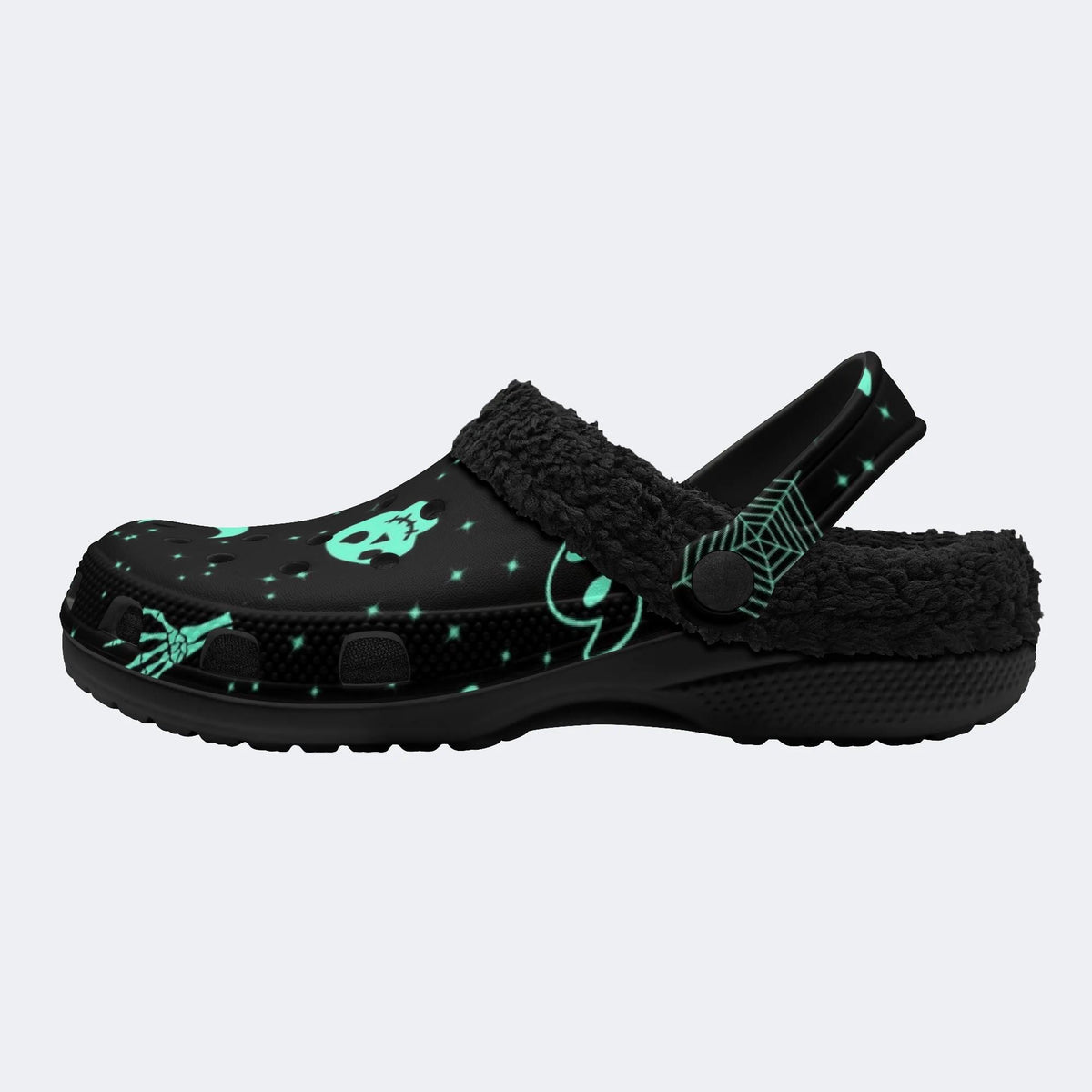 Spooky Glow Skull - Fur Lined Slippers/Sandals