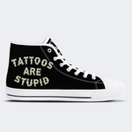 Unisex Nerdy Dirty Tattooed And Curvy Print - High Top Canvas