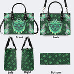 Green Plaid Death Moth - Leather Handbag