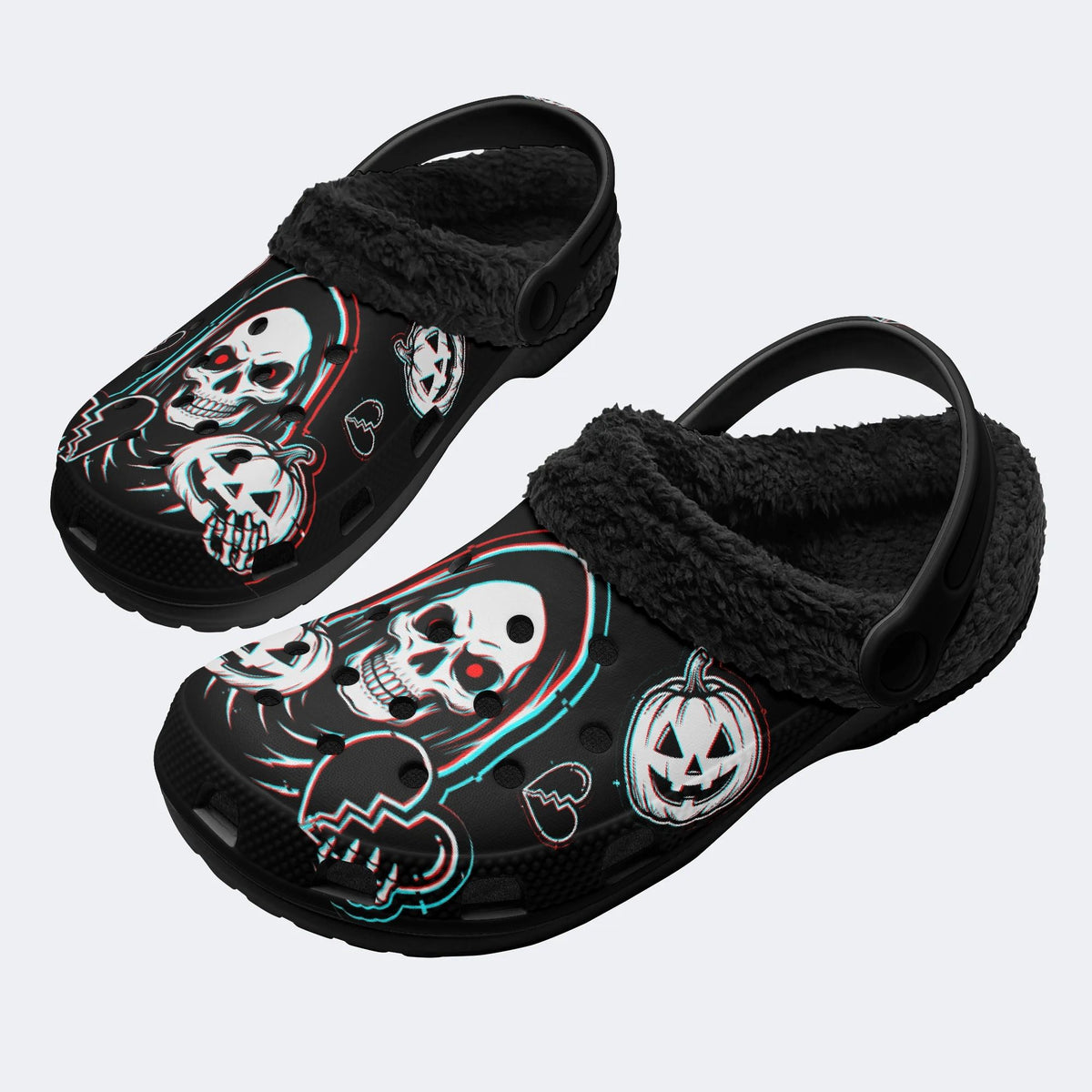 Spooky Reaper Pumpkin - Fur Lined Slippers/Sandals