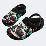 Gothic Graffiti Skull Punk - Fur Lined Slippers/Sandals