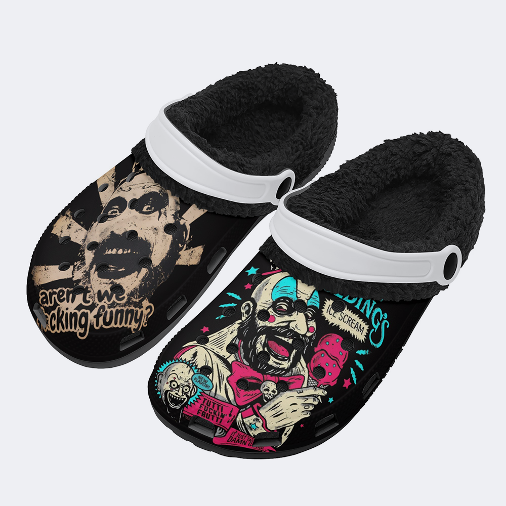 Horror Print - Fur Lined Slippers/Sandals