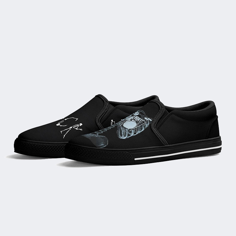 Unisex Retro Rock Music Skull Heart - Slip On Shoes