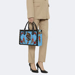 Vintage Torch And Dragon Print - Leather Handbag