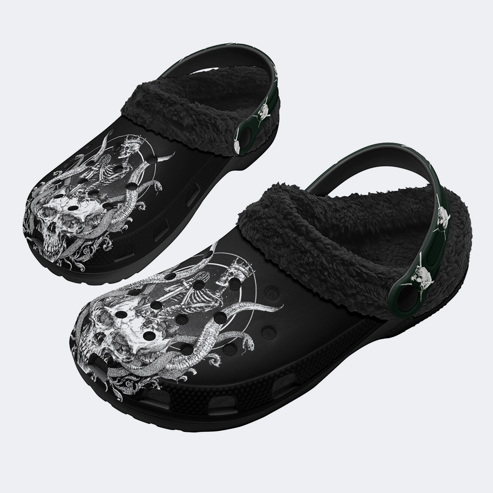 Horror Skull King - Fur Lined Slippers/Sandals