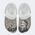 Unisex Skull Print - Fur Lined Slippers