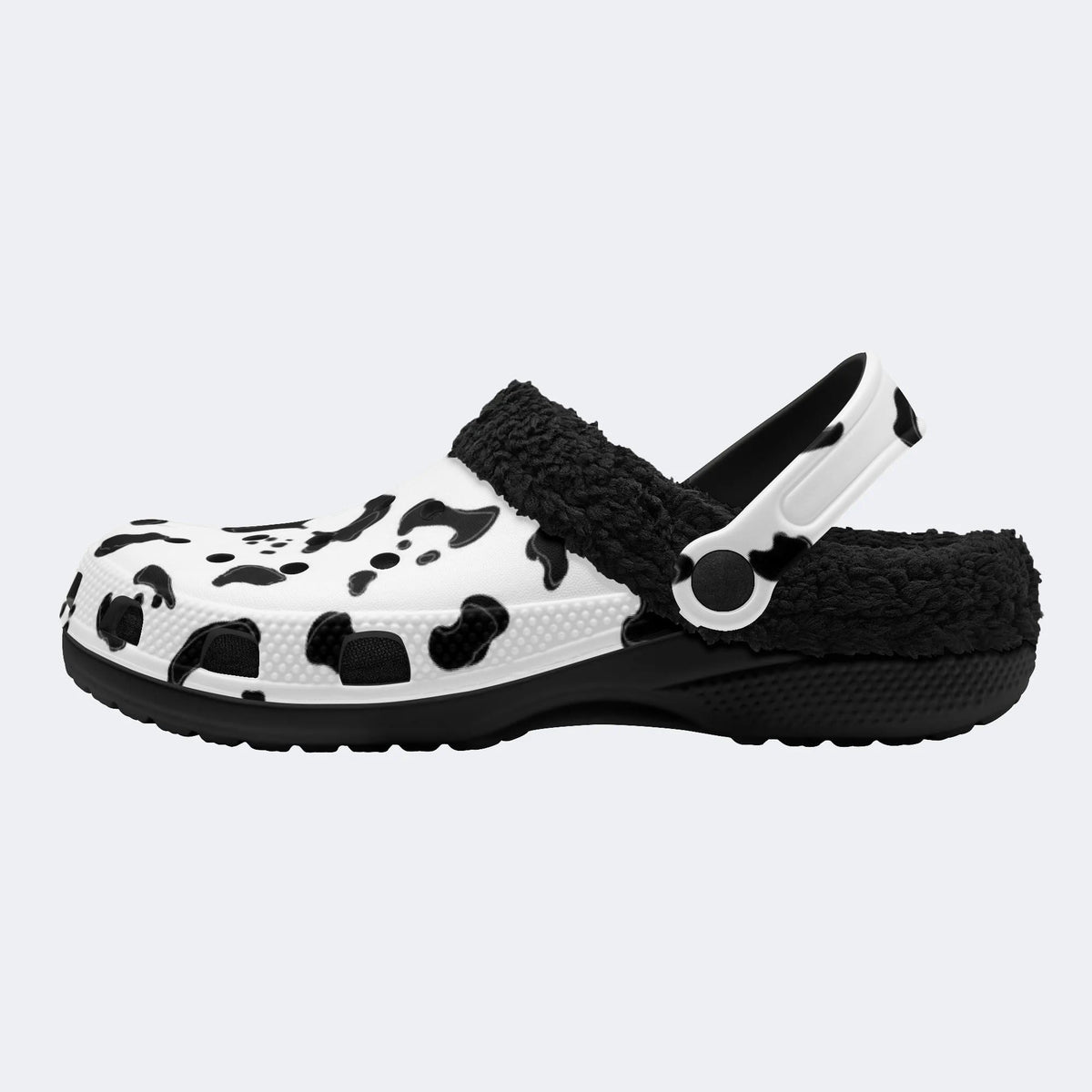 Cow Spot Print - Fur Lined Slippers/Sandals