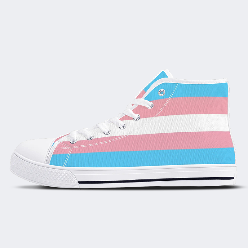 Transgender Flag High Top Canvas Shoes