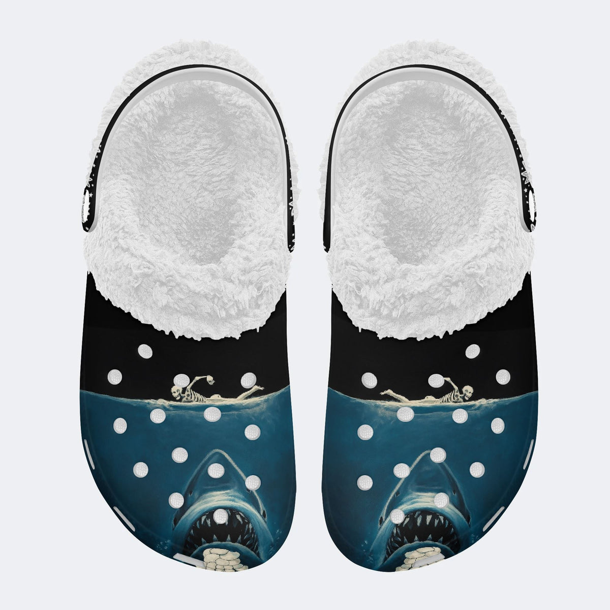 Shark And Skull - Fur Lined Slippers/Sandals