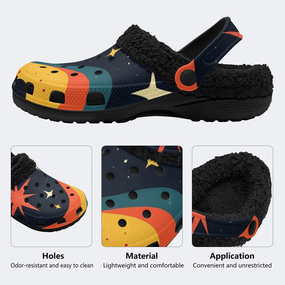 Rainbow Star Sky - Fur Lined Slippers/Sandals