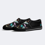 Fluorescent Moth And Botanical Print - Slip On Shoes
